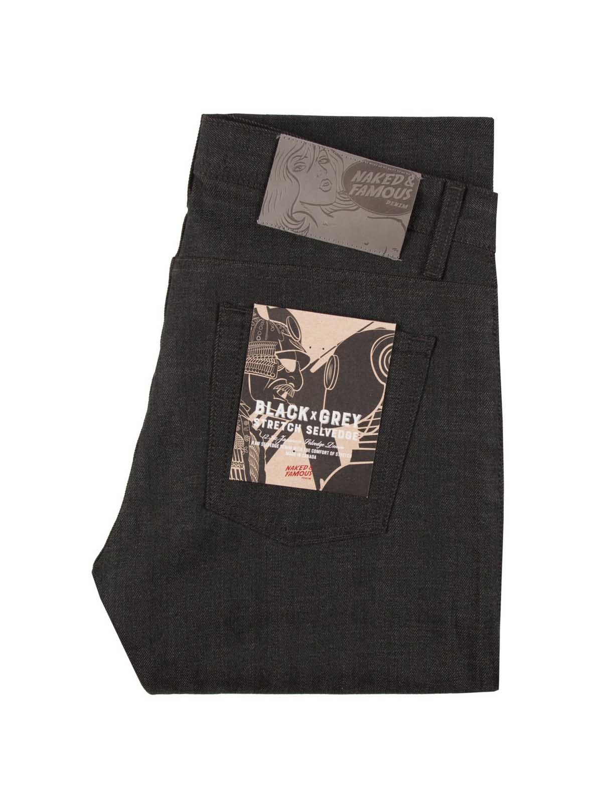 Naked & Famous Denim Weird Guy Black Grey Strech Selvedge L32