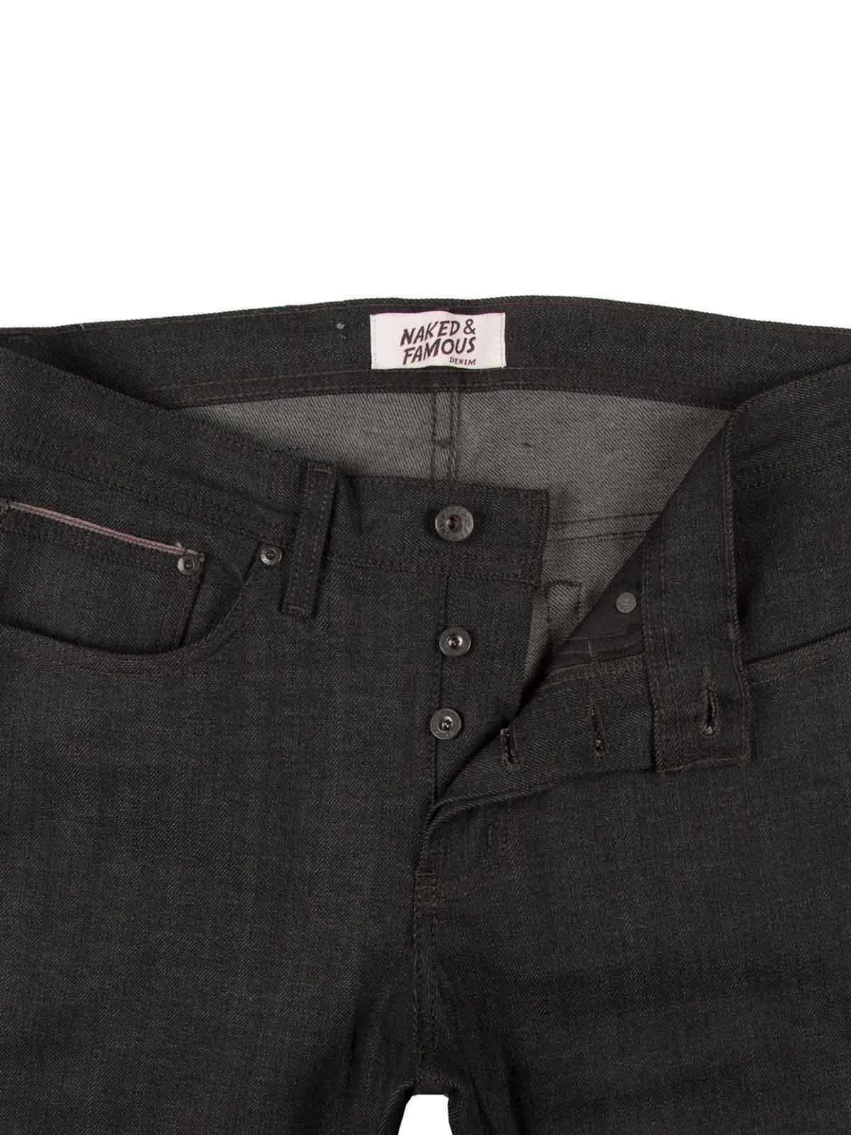 Naked & Famous Denim Weird Guy Black Grey Strech Selvedge L30
