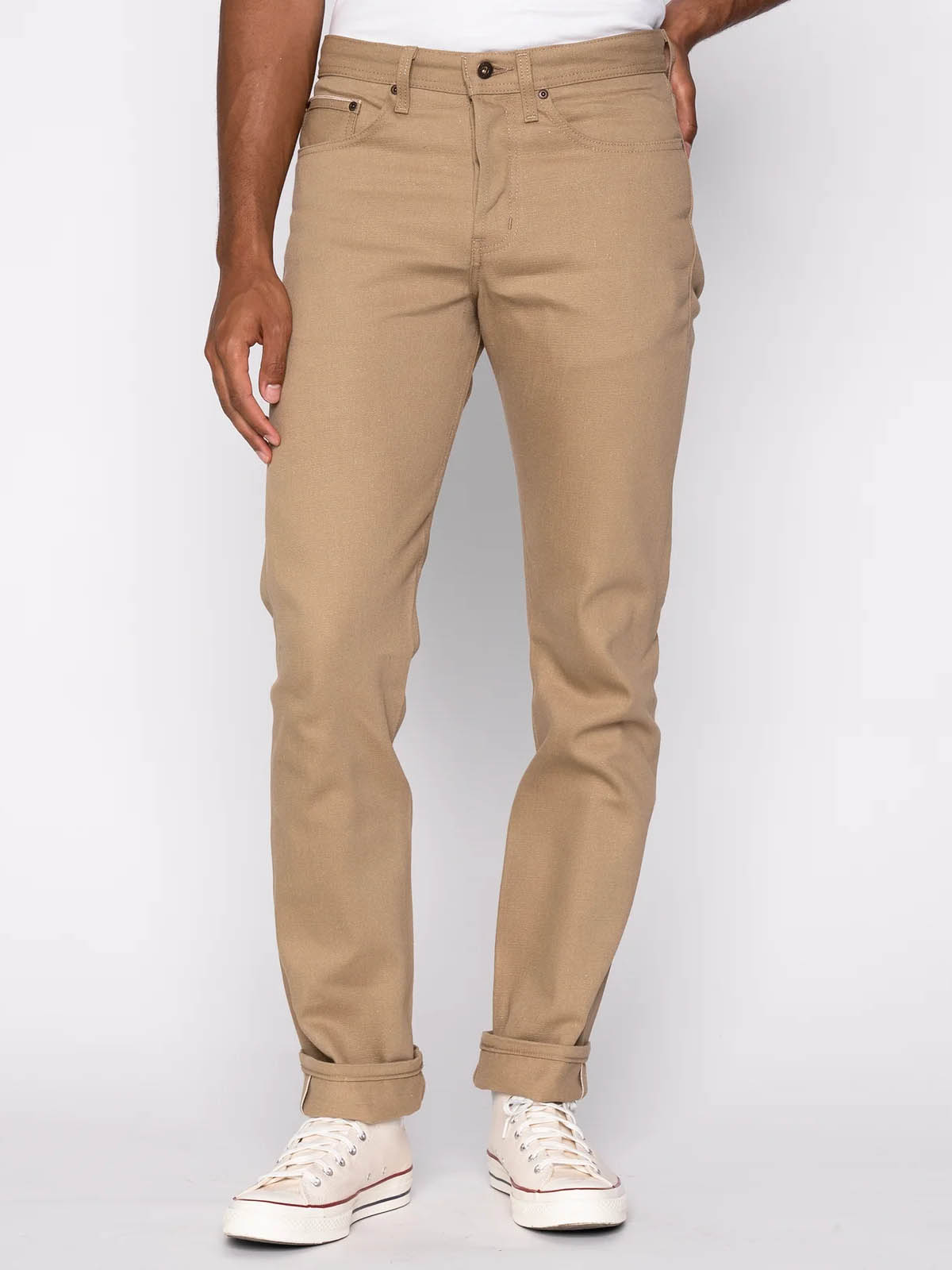 Naked & Famous Denim Weird Guy Camel Slub Selvedge Beige L32