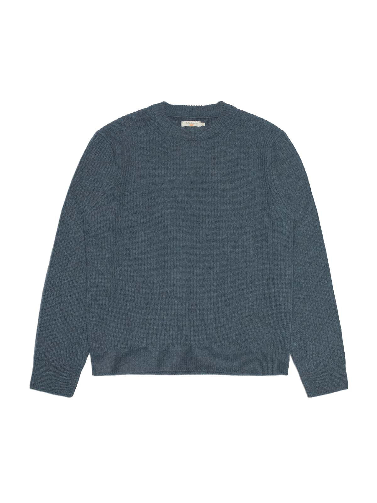 Nudie Jeans Co August Rib Wool Sweater Bluemelange