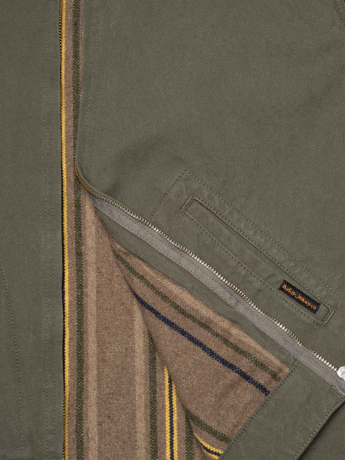 Nudie Jeans Co Blake Zip Jacket Duck Canvas Green