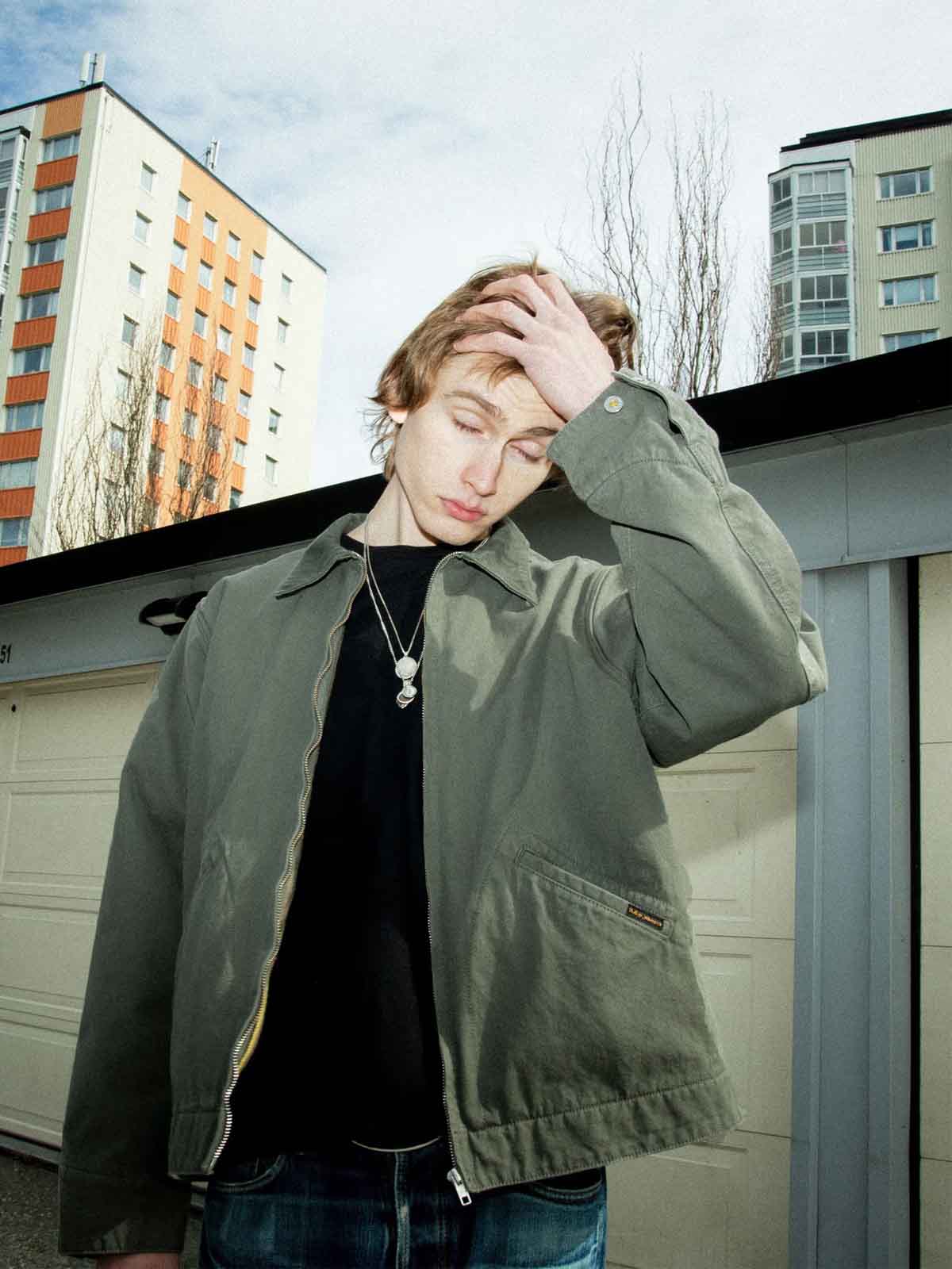 Nudie Jeans Co Blake Zip Jacket Duck Canvas Green