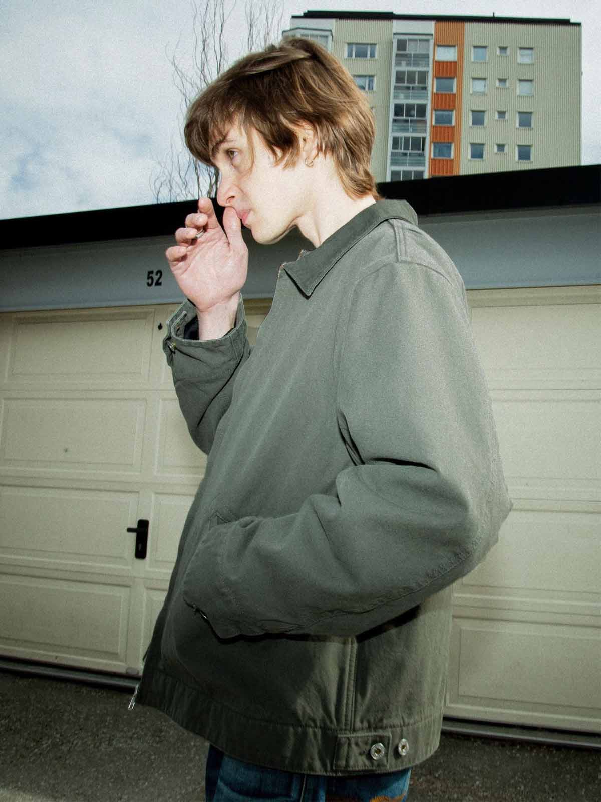 Nudie Jeans Co Blake Zip Jacket Duck Canvas Green