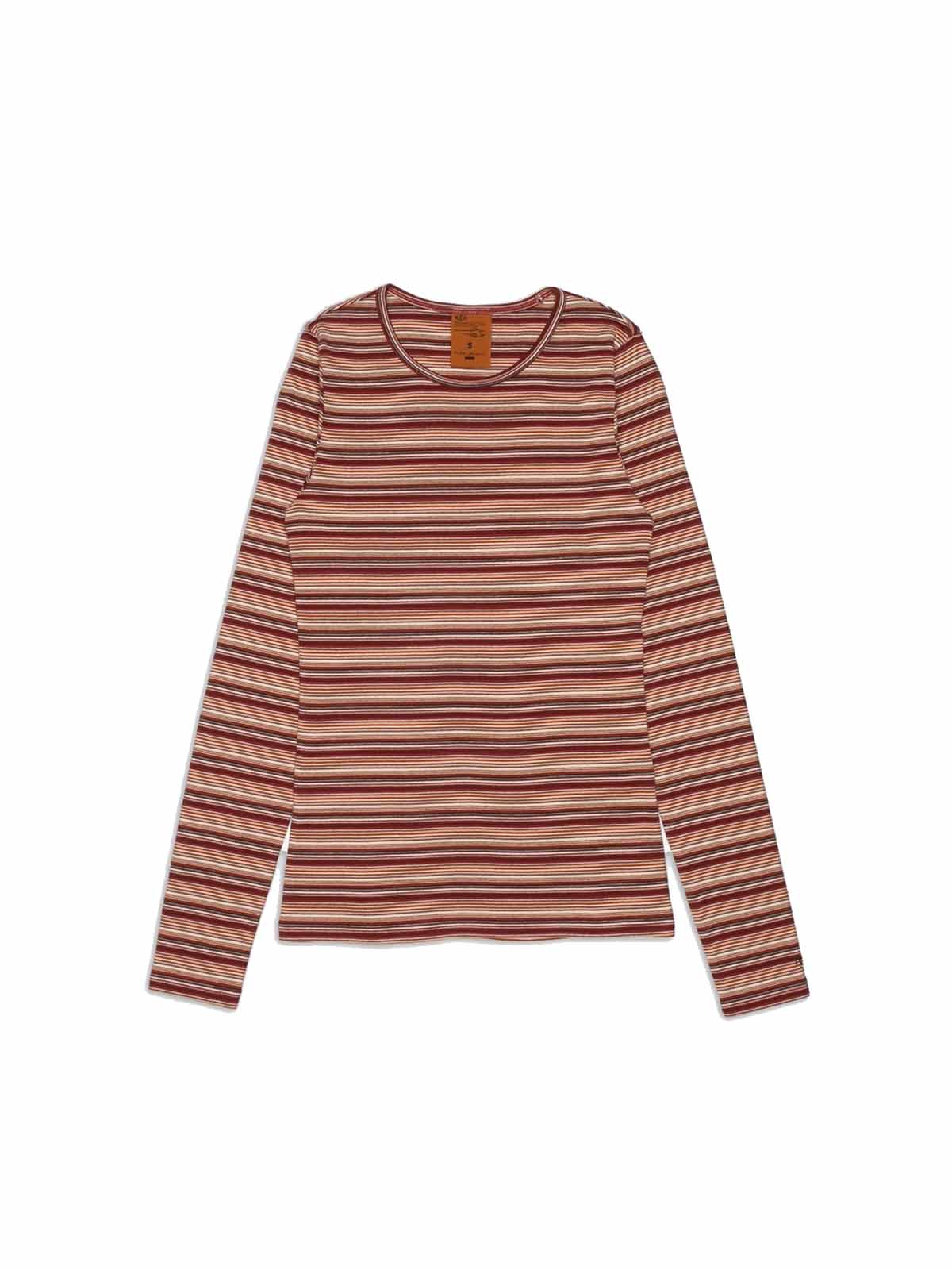 Nudie Jeans Co W's Jessy LS T-Shirt Striped Rib Wine