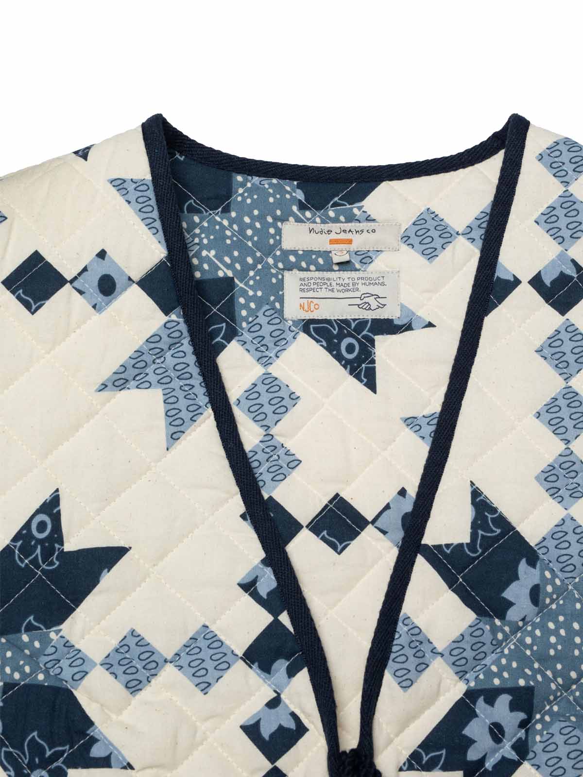 Nudie Jeans Co W's Lill Quilted Cotton Vest Offwhite/Blue