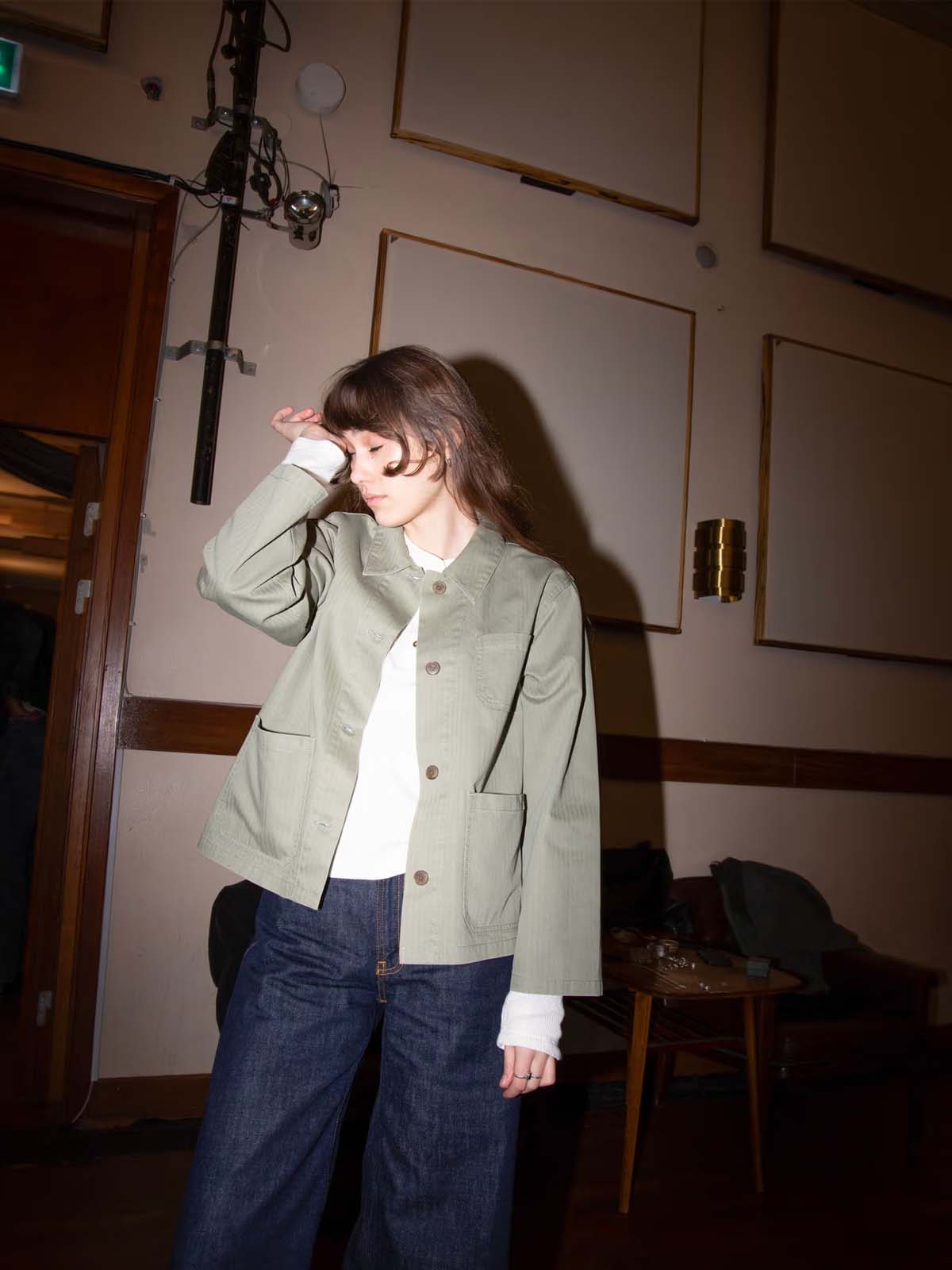 Nudie Jeans Co W's Lovis Herringbone Jacket Pale Green