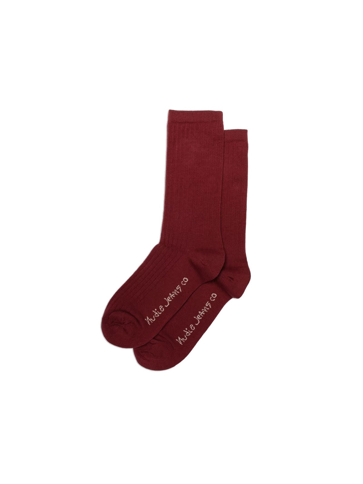 Nudie Jeans Co Women Cotton Ribbed Socks Burgundy OS