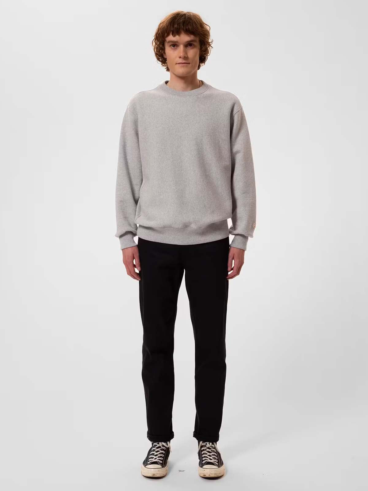 Nudie Jeans Co Hasse Crew Neck Greymelange