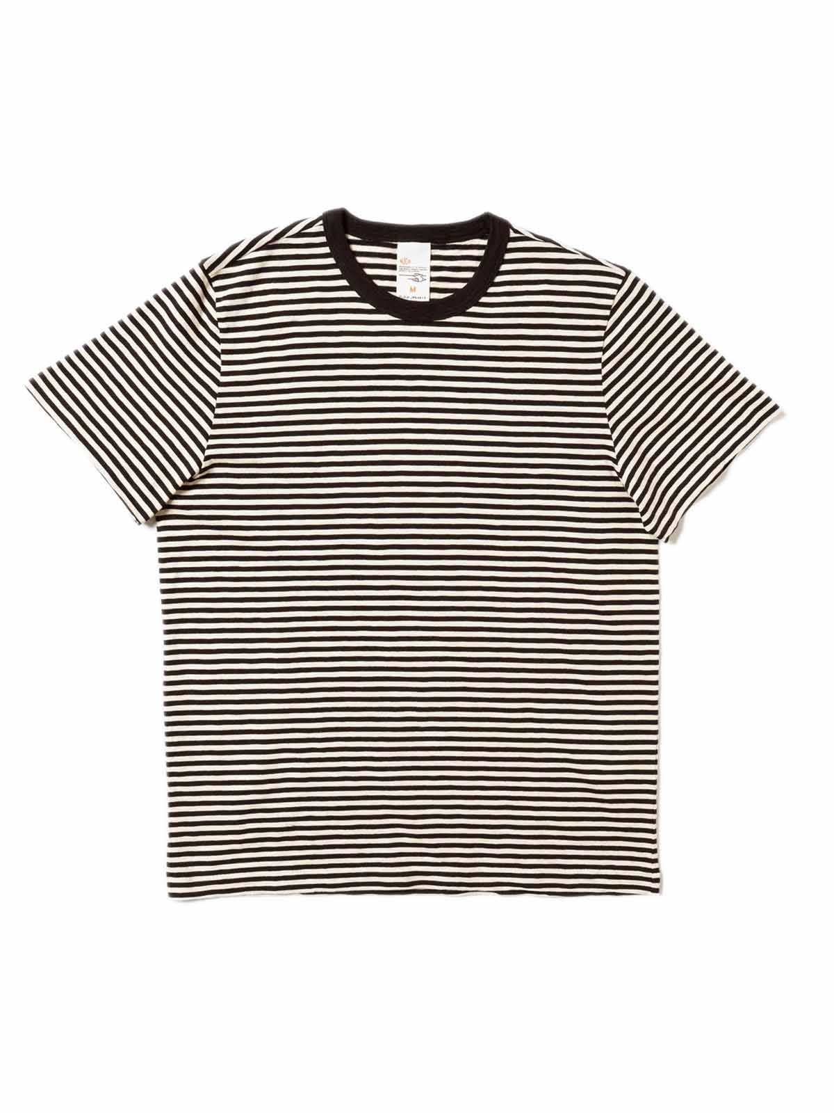 Nudie Jeans Co Roy Slub Stripe T-Shirt Ecru Black