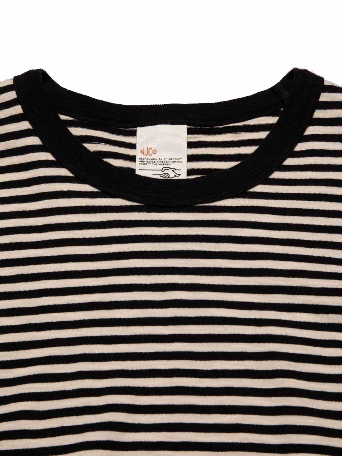 Nudie Jeans Co Roy Slub Stripe T-Shirt Ecru Black