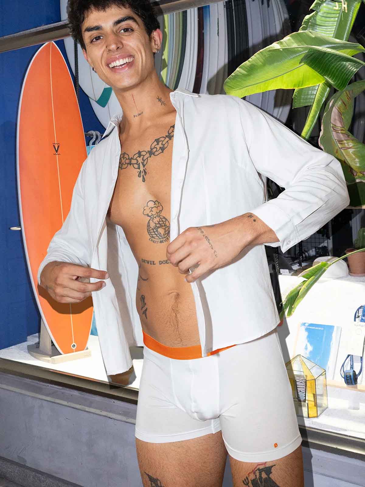 Oeste 3 Pcs Boxer Brief Set Orange White