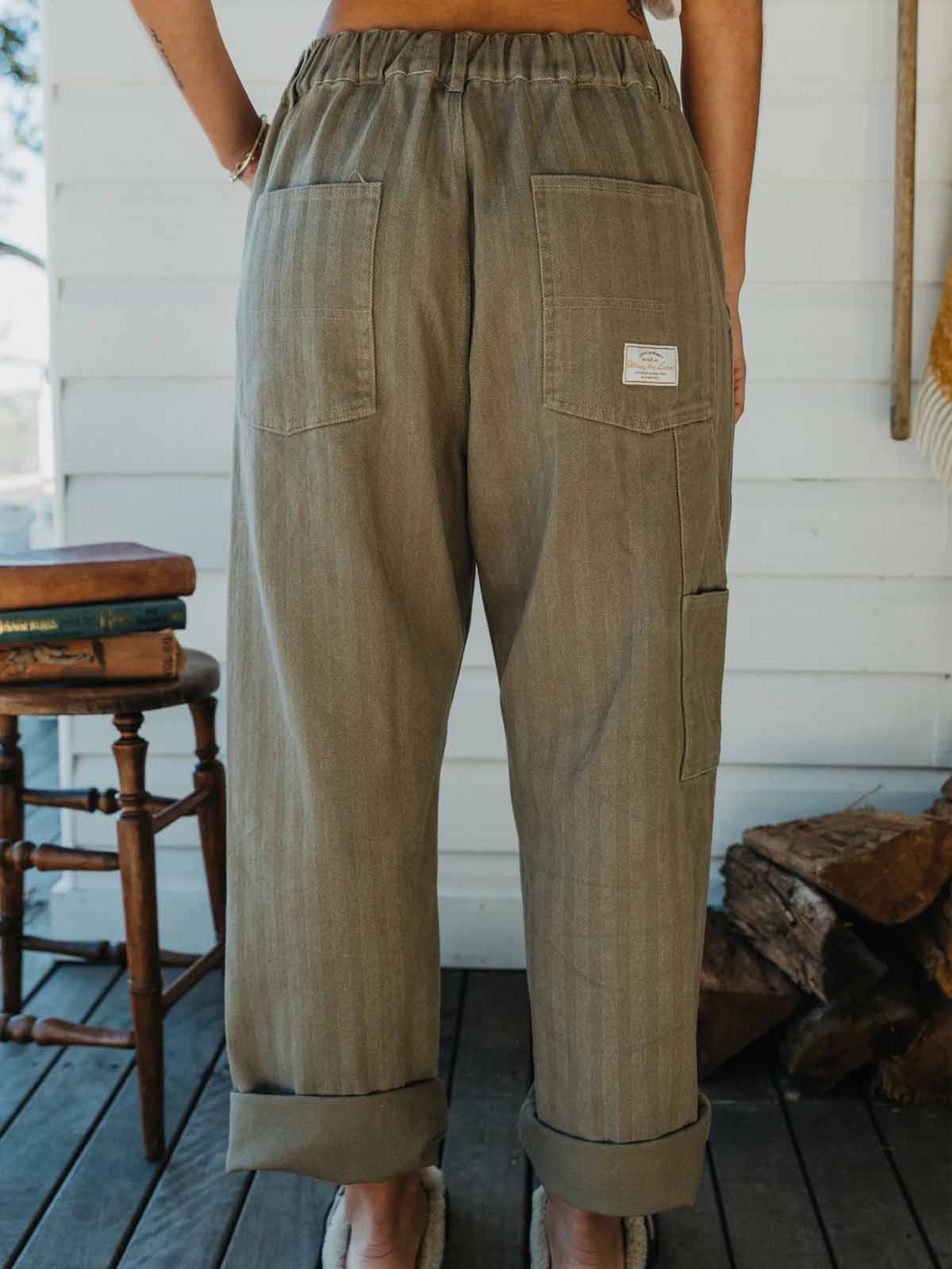 Ottway W's Ben Roy Baggy Pleated Pants Washed Green