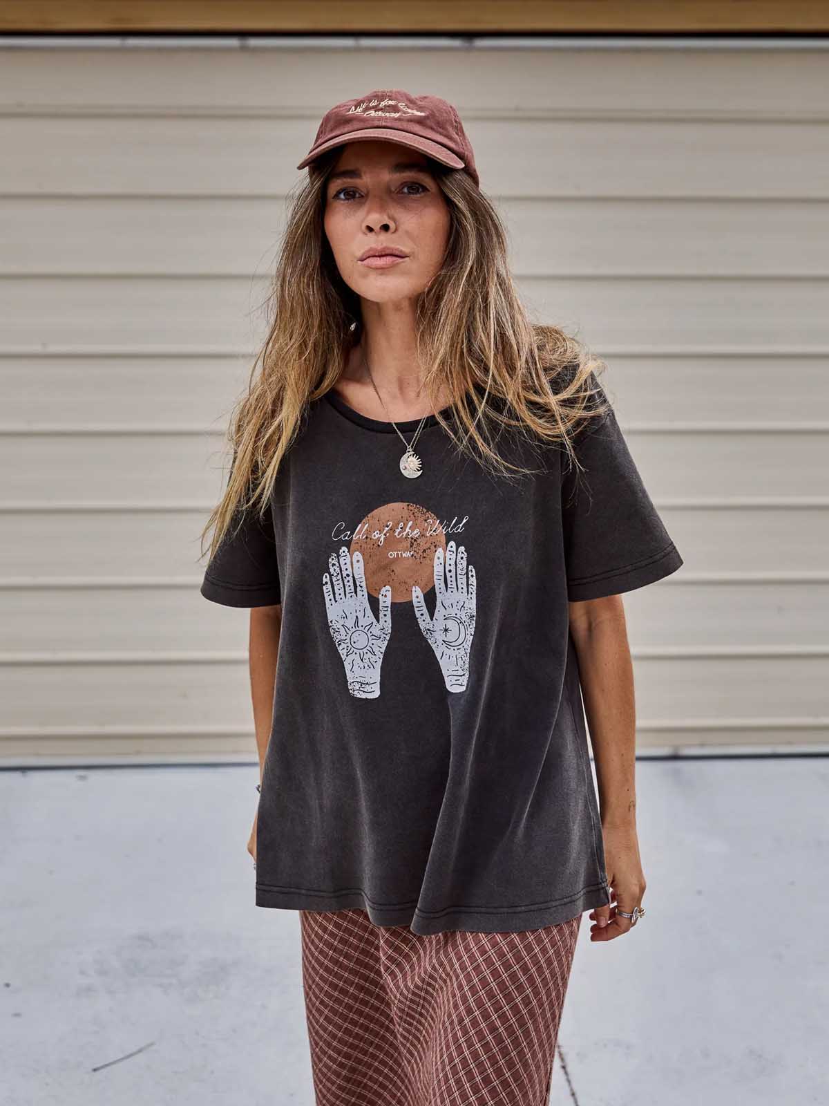 Ottway W's Call of the Wild T-Shirt Washed Charcoal