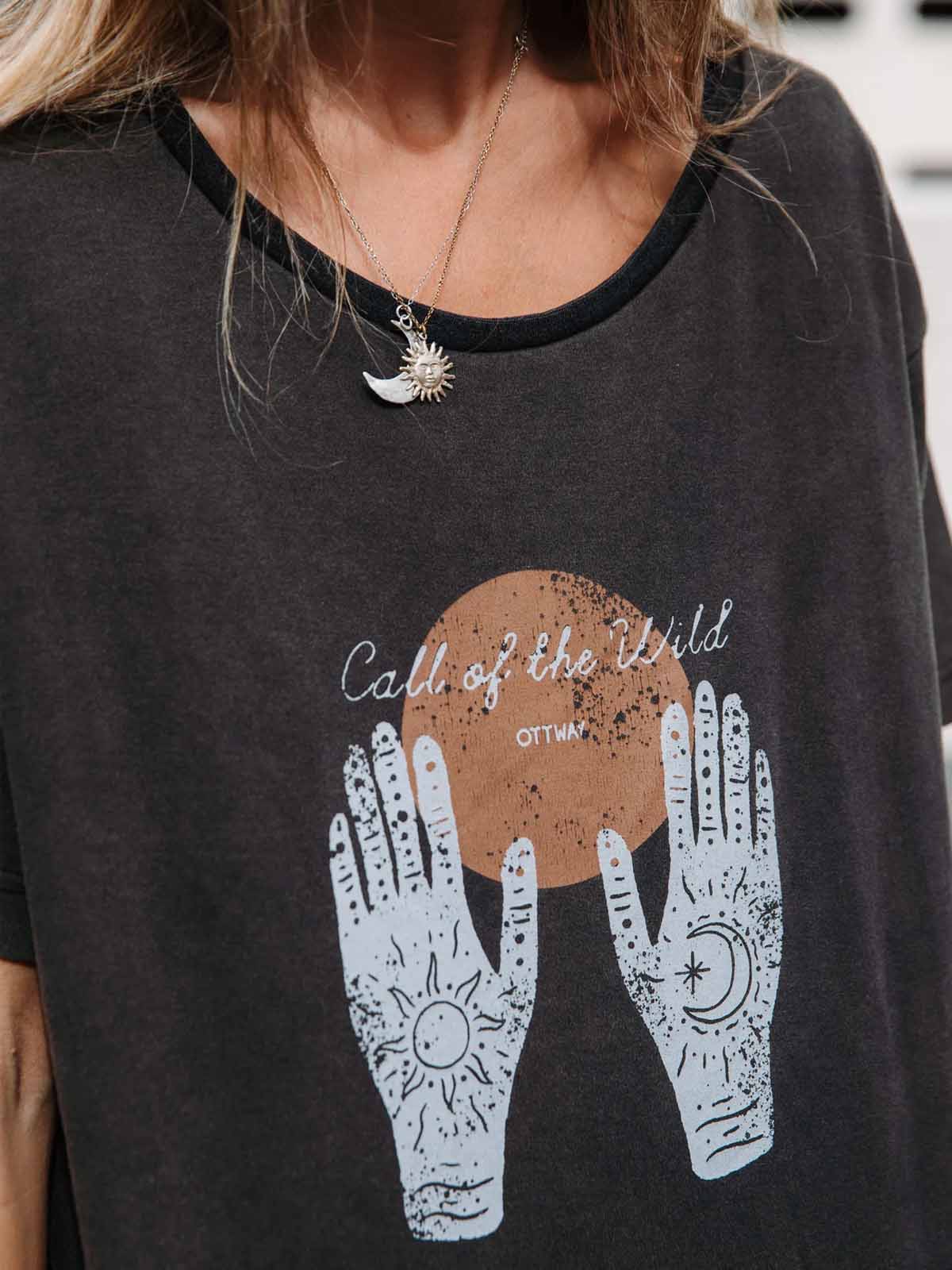 Ottway W's Call of the Wild T-Shirt Washed Charcoal