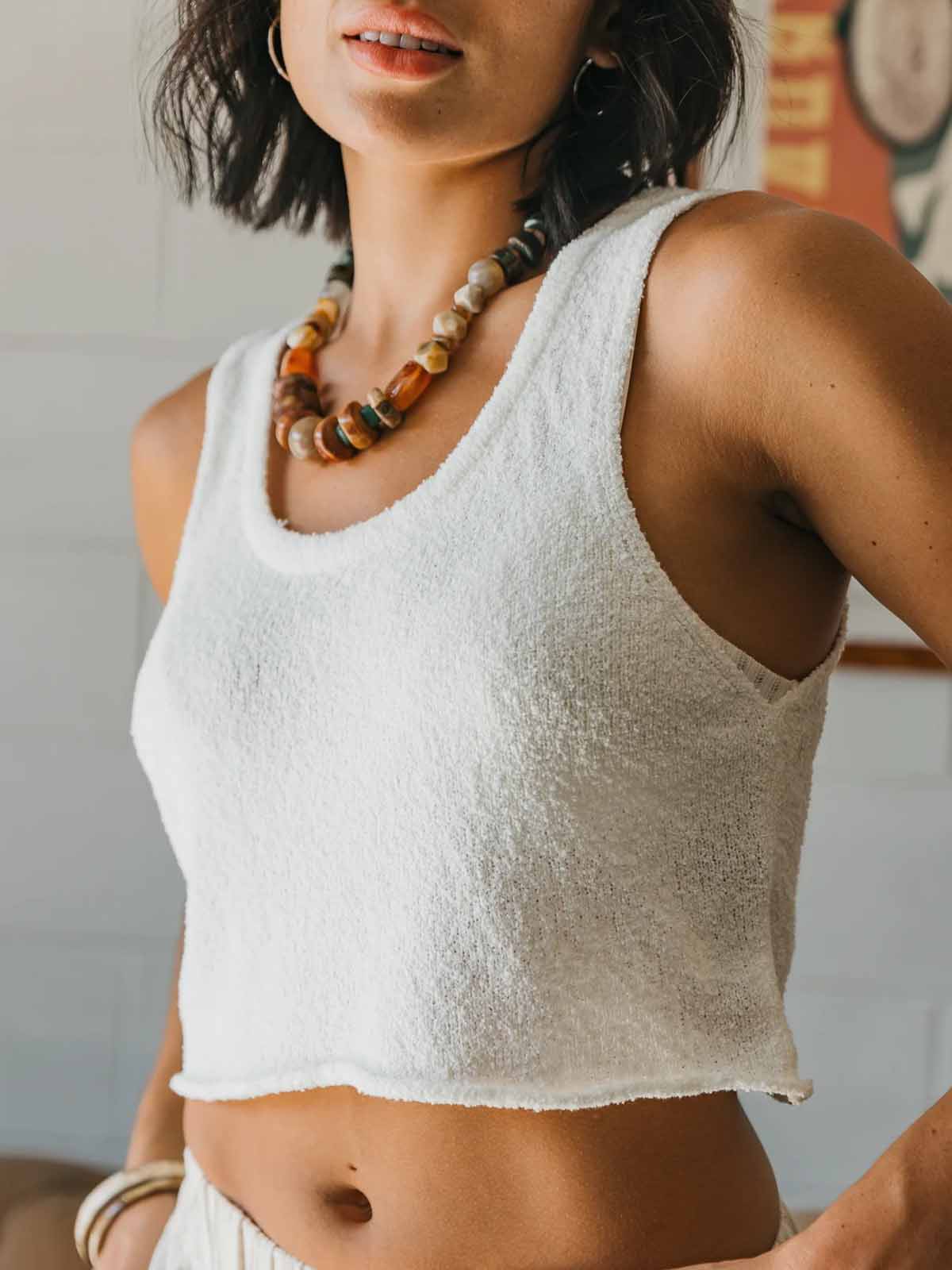 Ottway W's Maya White Textured Rib Knit Tank