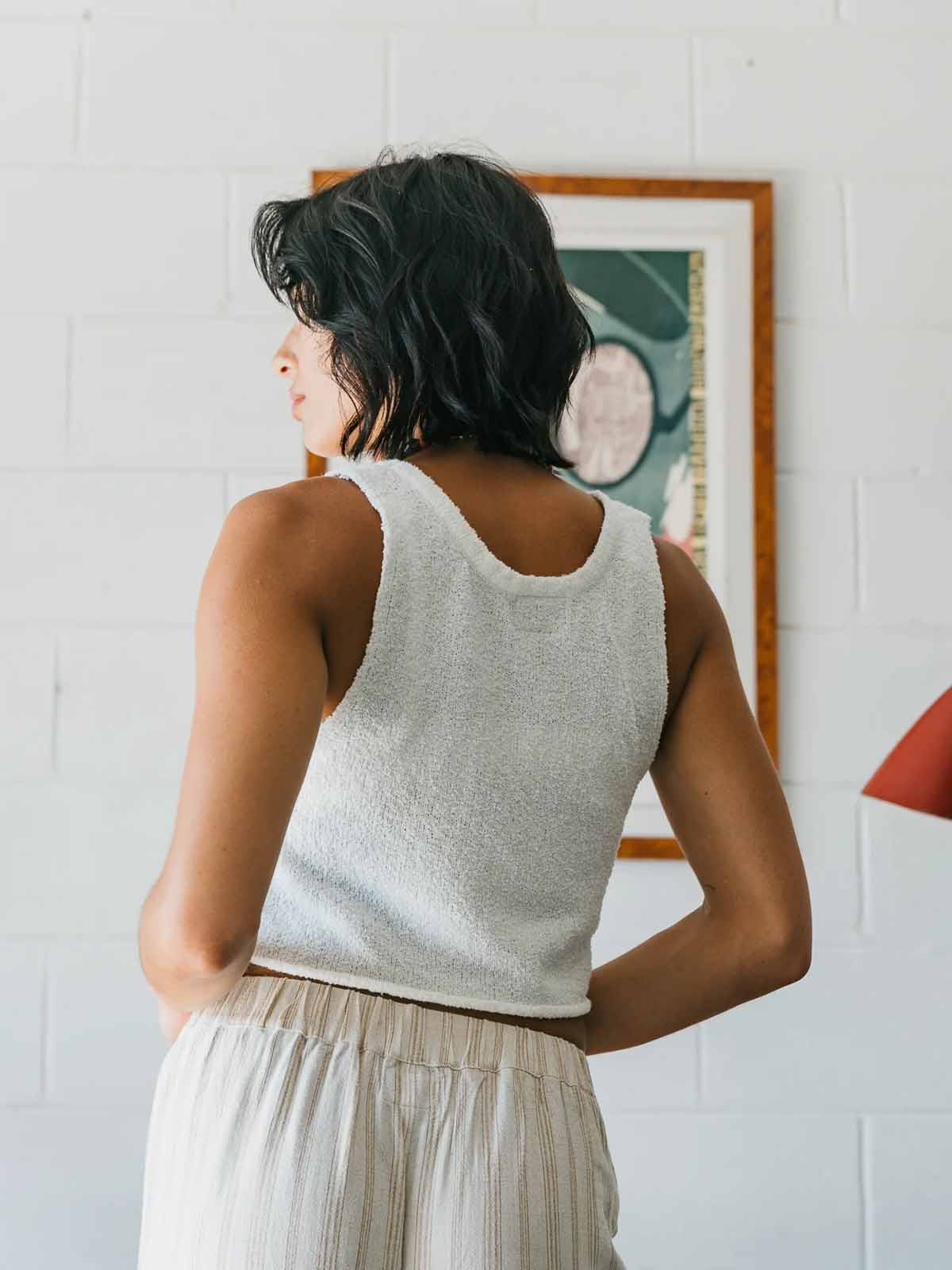 Ottway W's Maya White Textured Rib Knit Tank