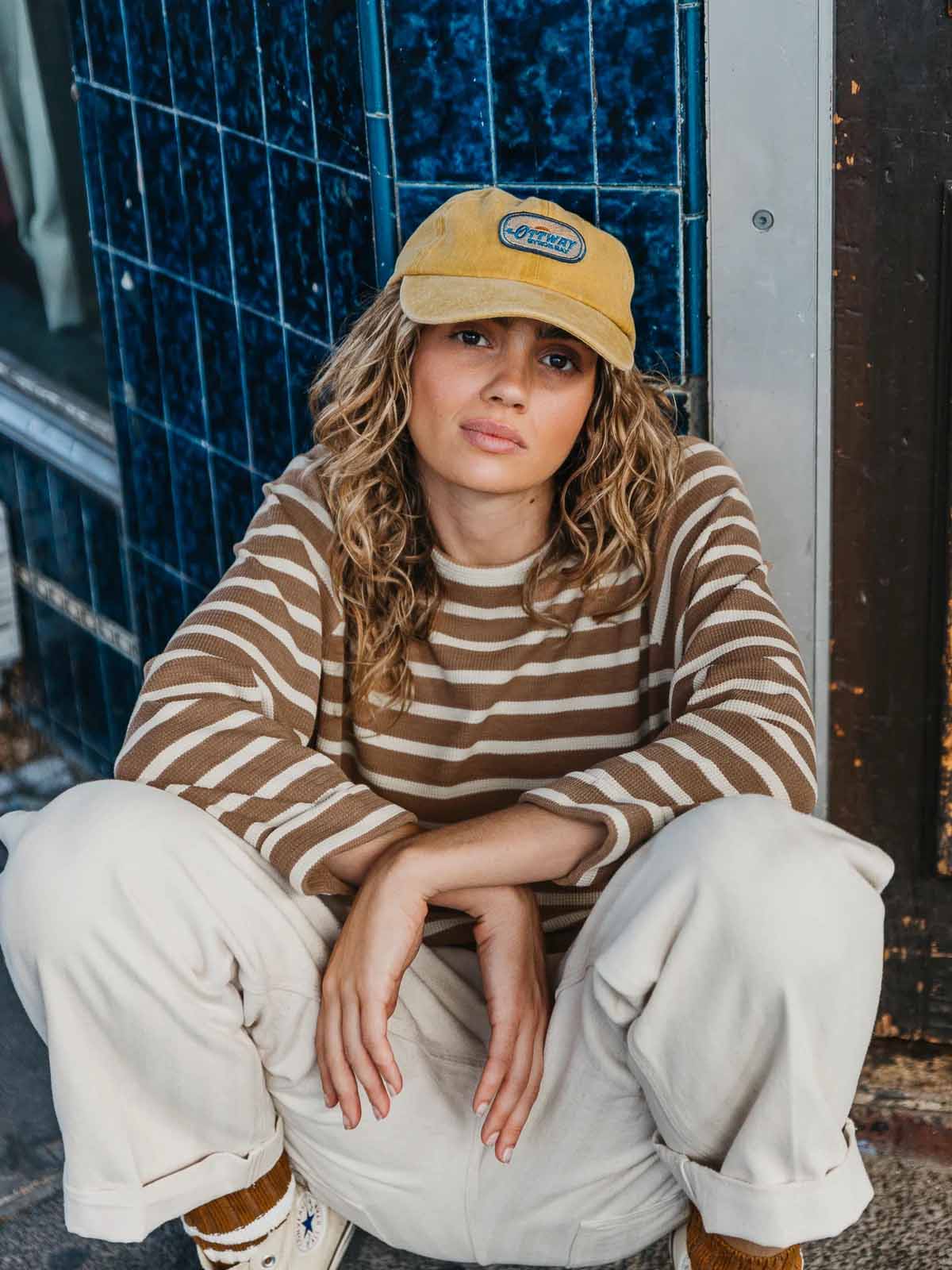 Ottway W's Nolan Striped Long Sleeve Brown Cream