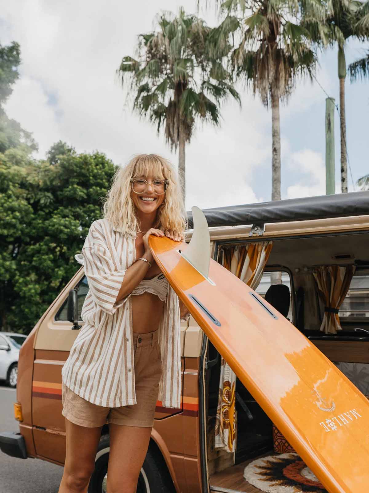 Ottway W's Striped Textured Short Sleeve Shirt Brown