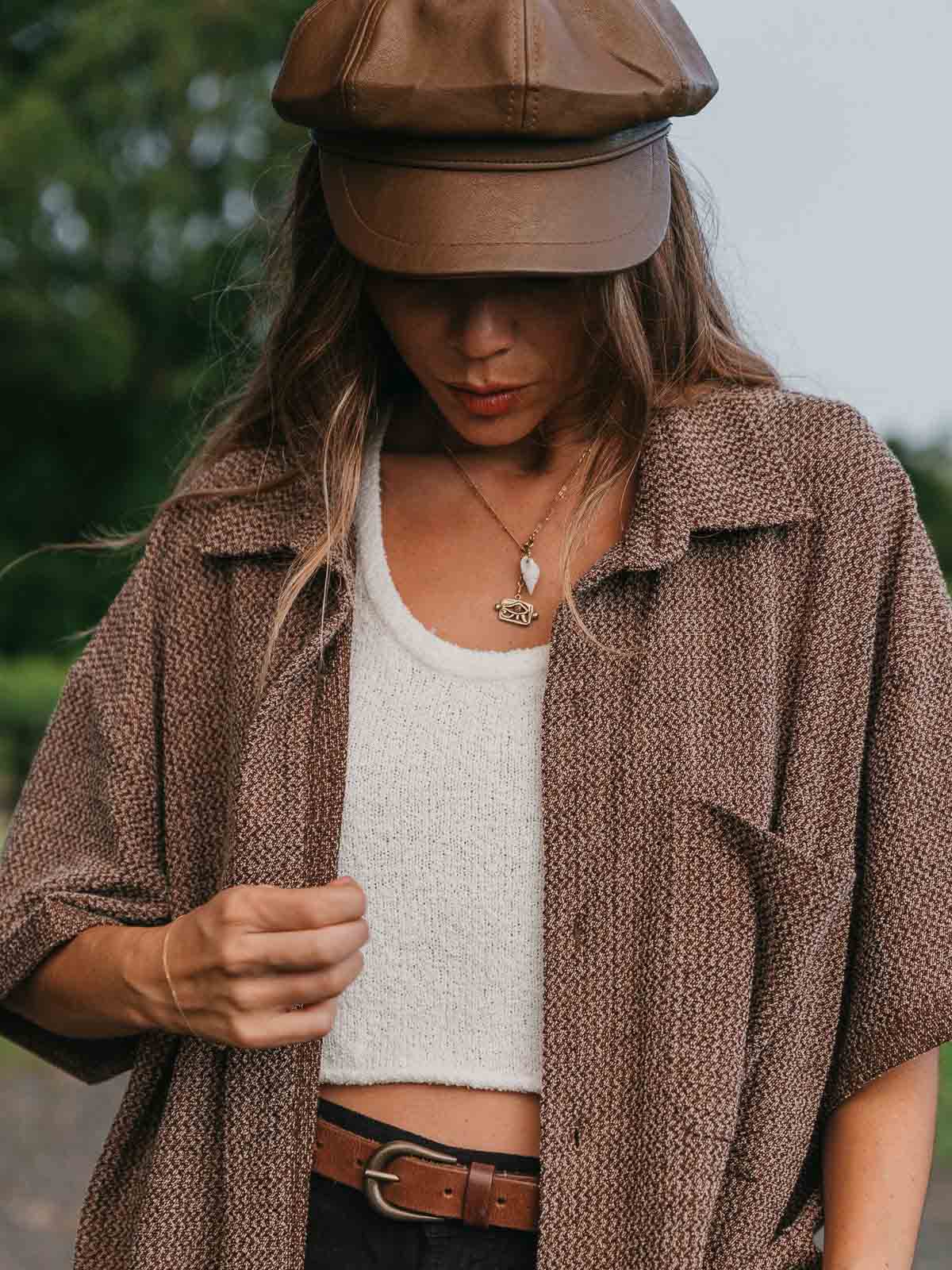 Ottway W's Dixton Textured SS Shirt Brown