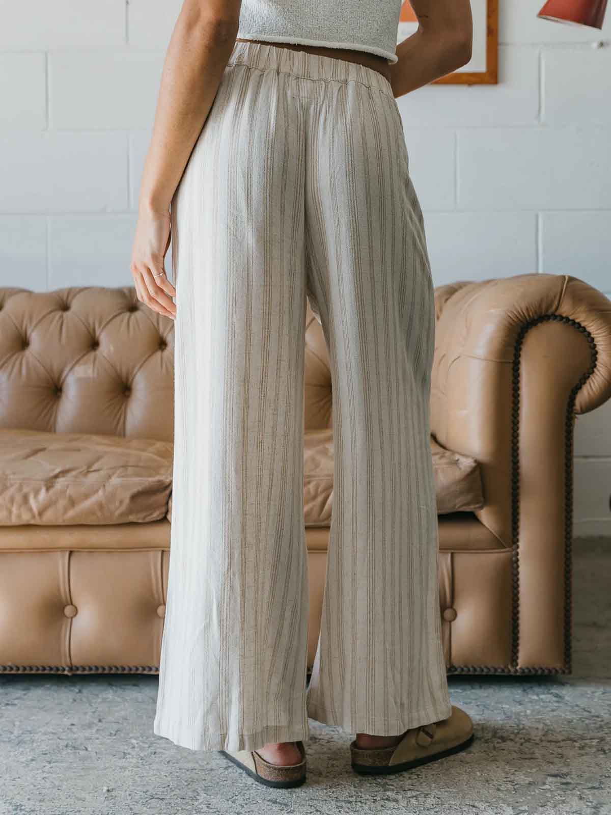 Ottway W's Loui Textured Stiped Pants Natural
