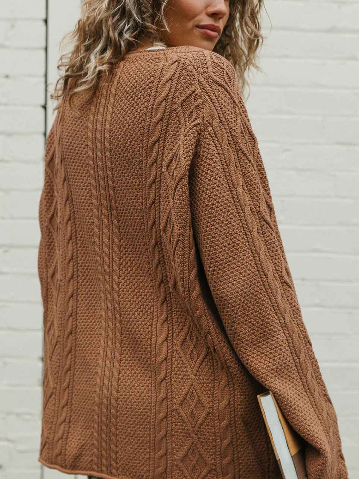 Ottway W's Rory Cable Knit Sweater Brown