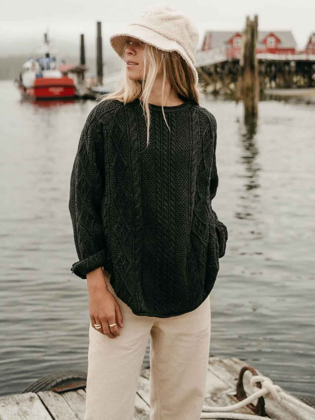 Ottway W's Rory Cable Knit Sweater Charcoal