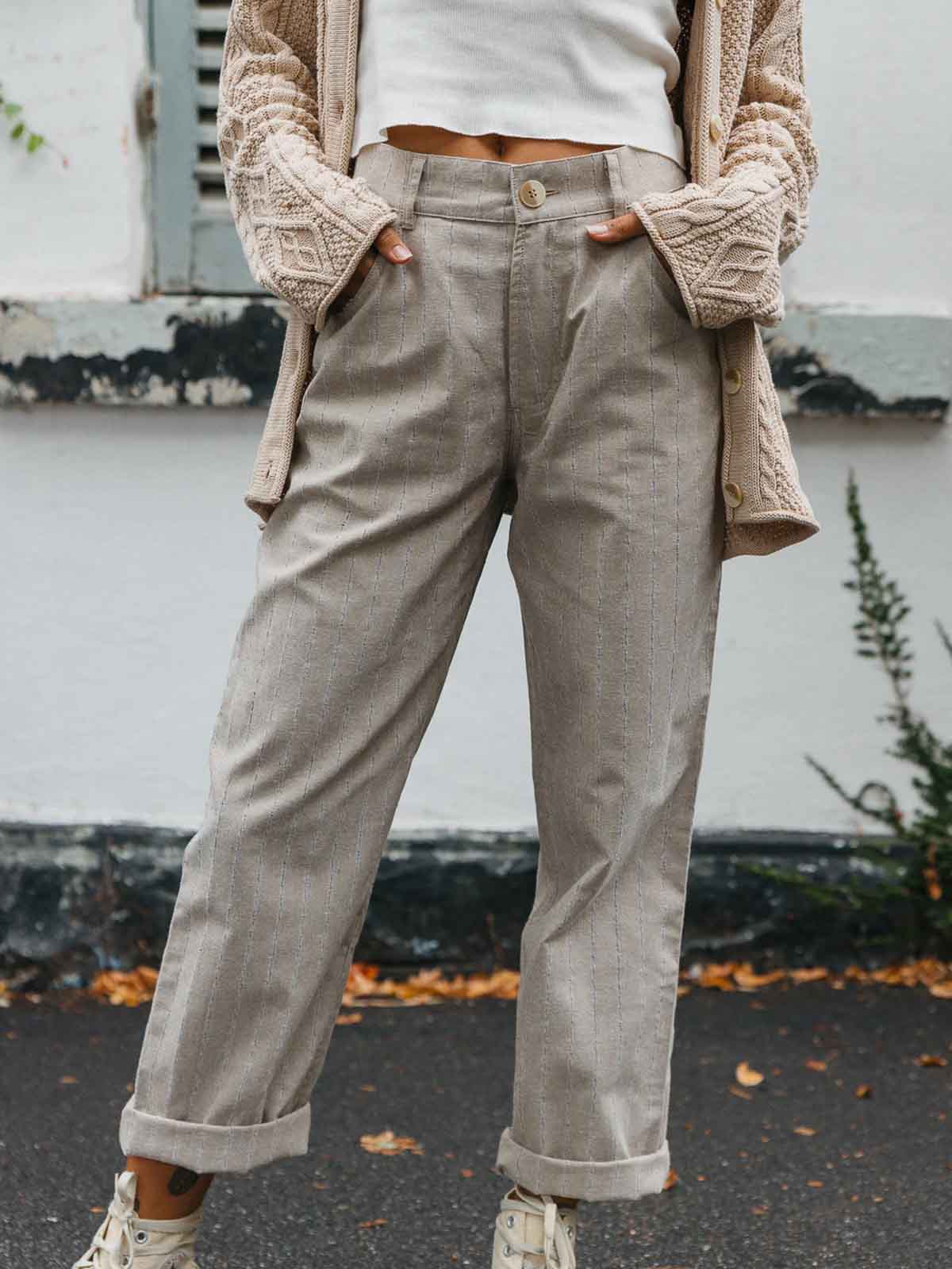 Ottway W's Ziggy Striped Textured Pants Natural