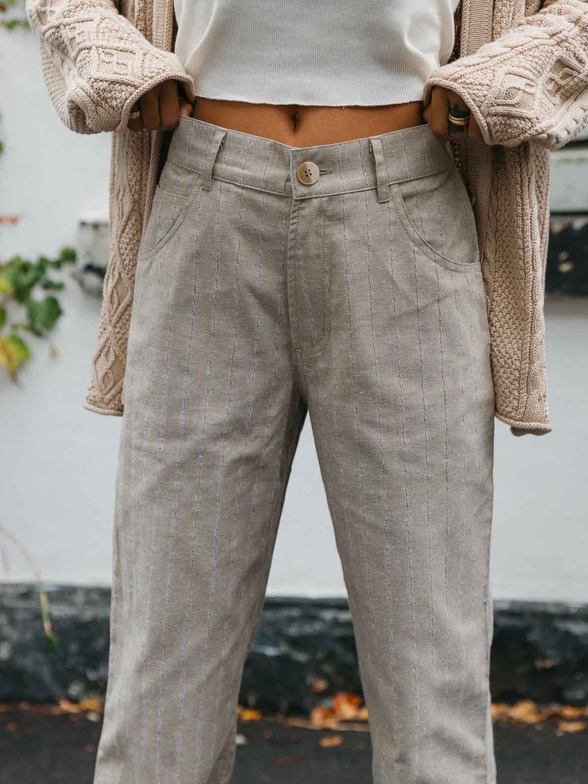 Ottway W's Ziggy Striped Textured Pants Natural