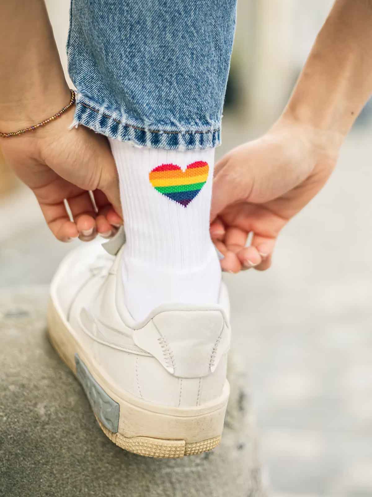Palmey Pride Heart Socks Rainbow