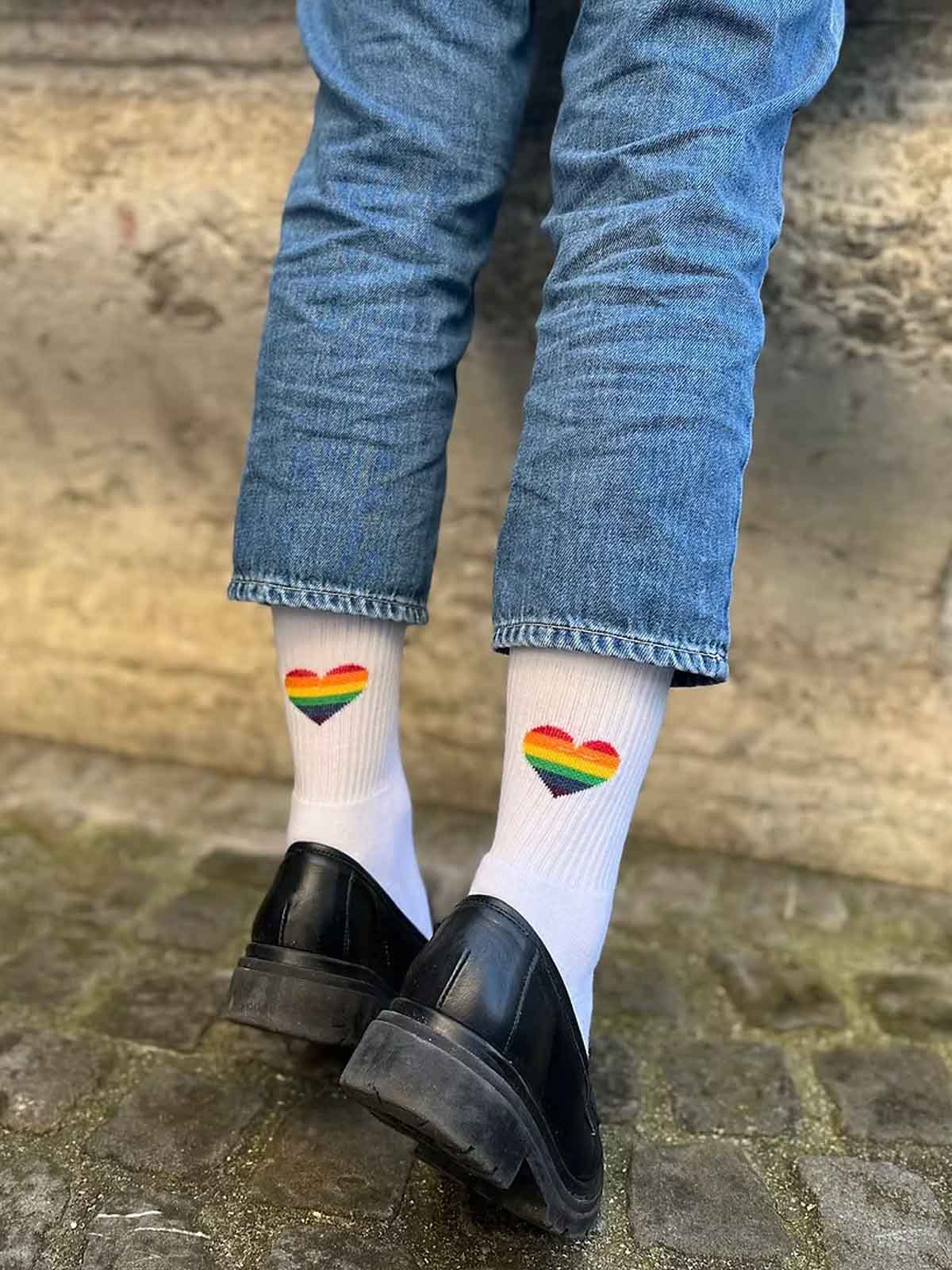Palmey Pride Heart Socks Rainbow