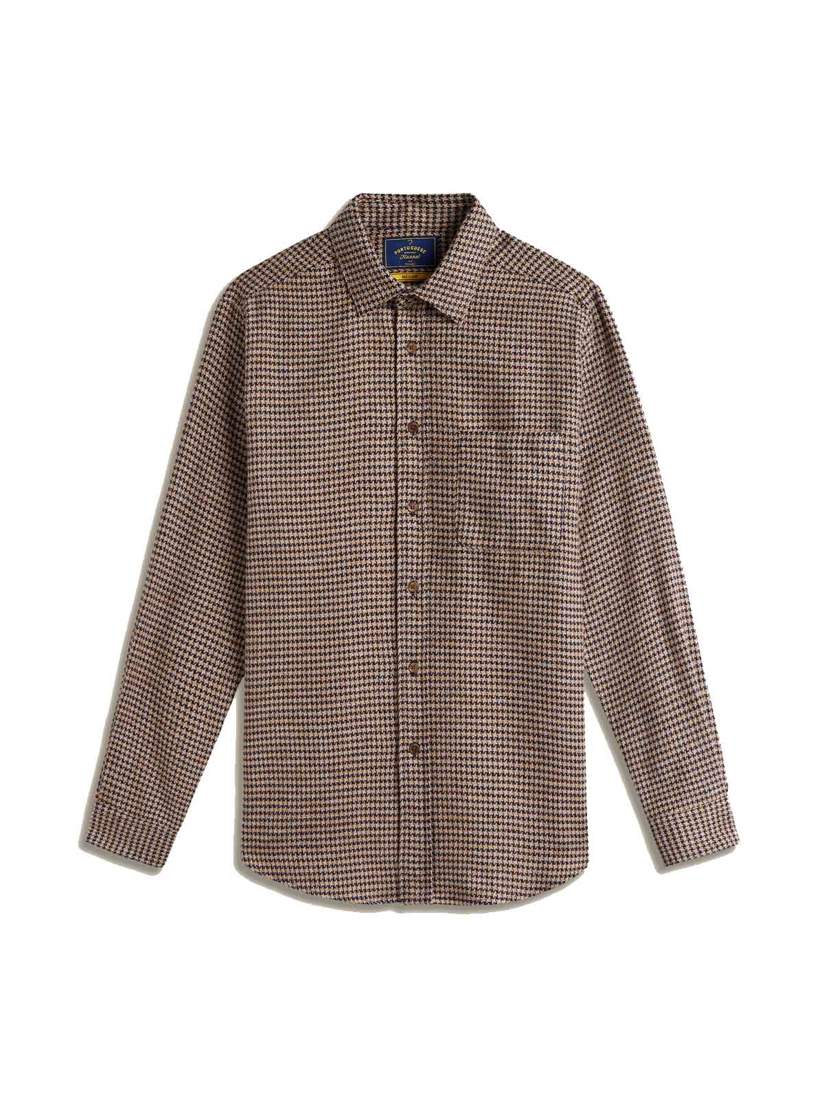 Portuguese Flannel Abstract Pied Poule Shirt Navy