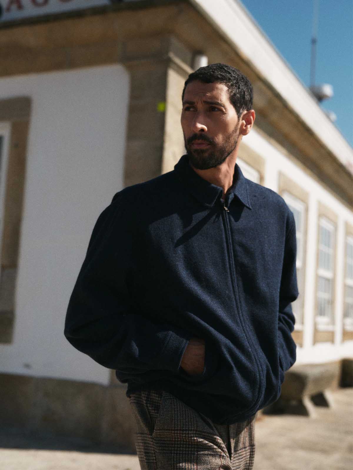 Portuguese Flannel Aurelia Wool Jacket Check Blue
