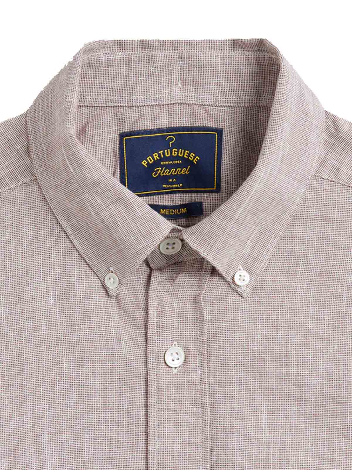 Portuguese Flannel Shirt Granular Linen Bordeaux