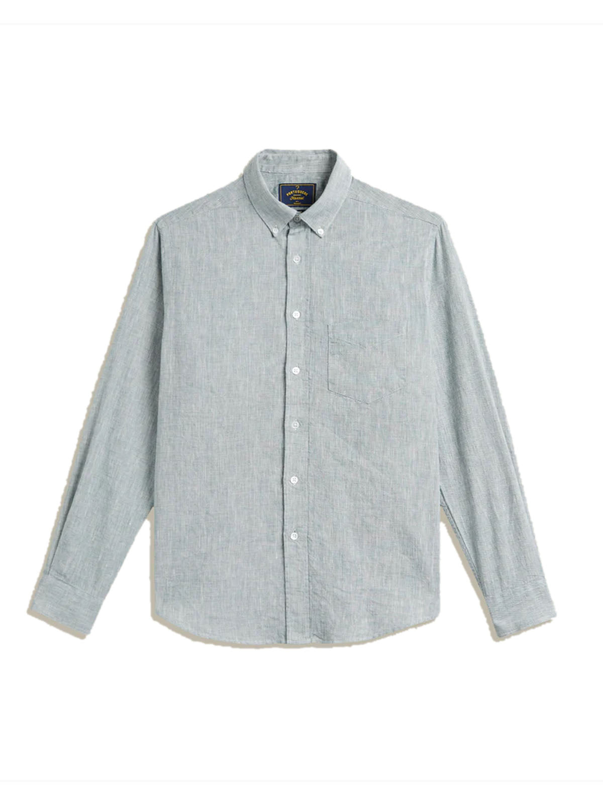 Portuguese Flannel Shirt Granular Linen Green