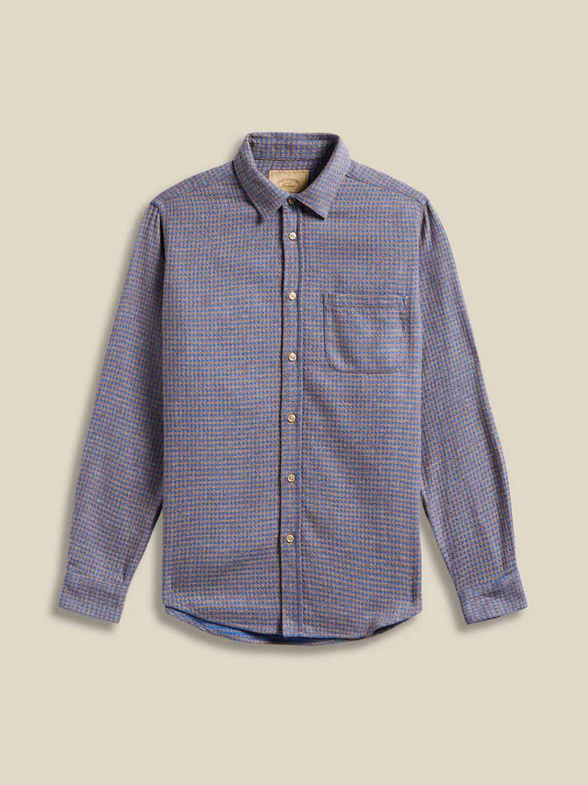 Portuguese Flannel Abstract Pied Poule Shirt Blue