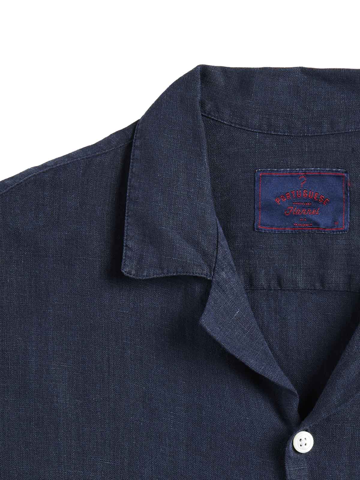 Portuguese Flannel Camp Collar Shirt SS Navy