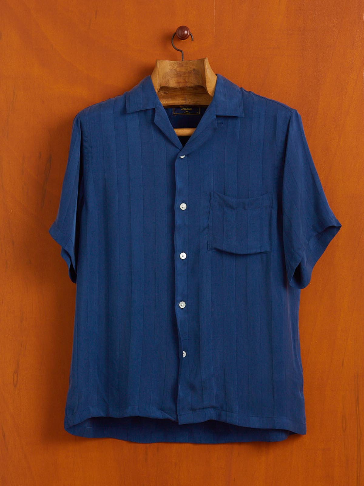Portuguese Flannel Cupro Stripe SS Shirt Blue