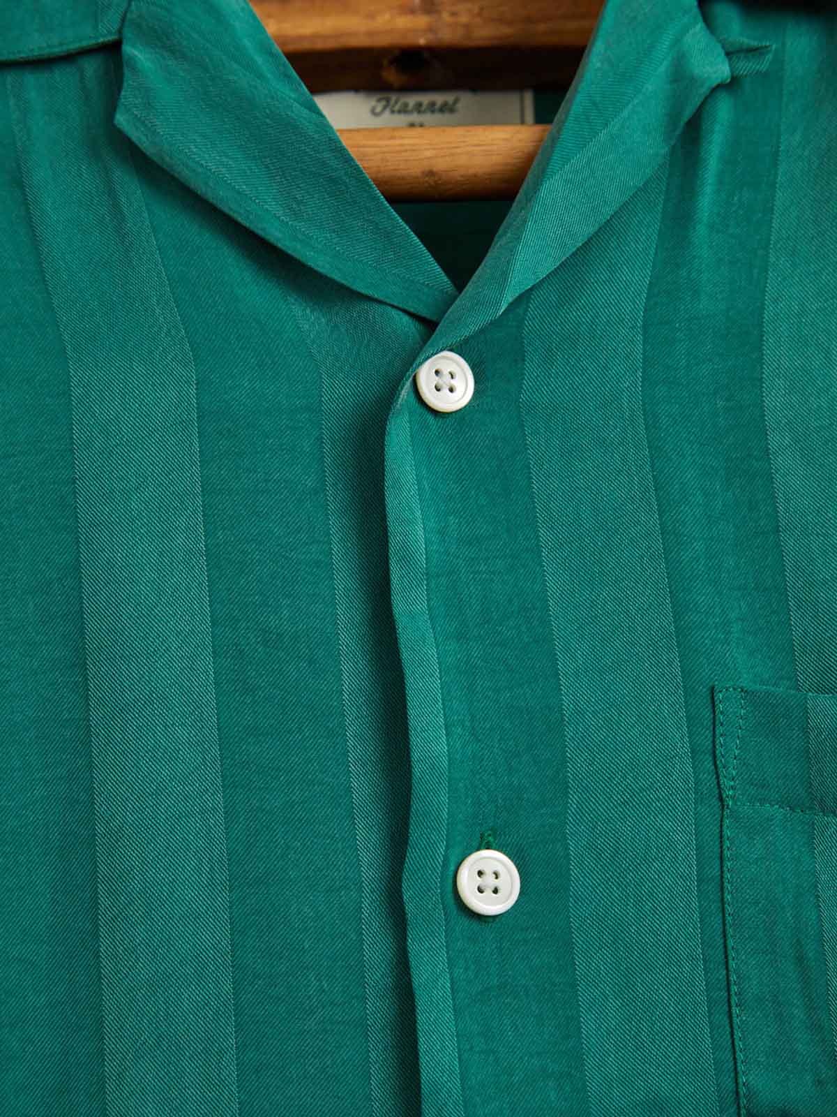 Portuguese Flannel Cupro Stripe SS Shirt Green