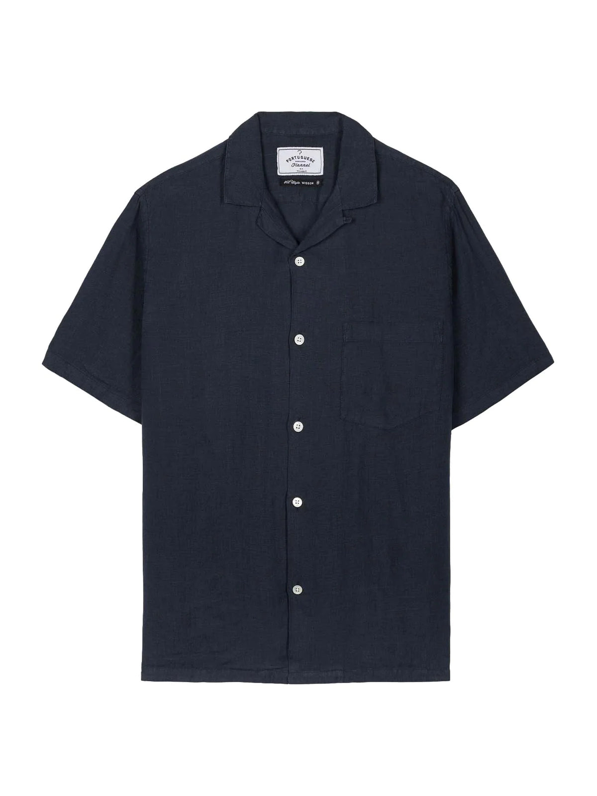 Portuguese Flannel Linen Shortsleeve Shirt Navy