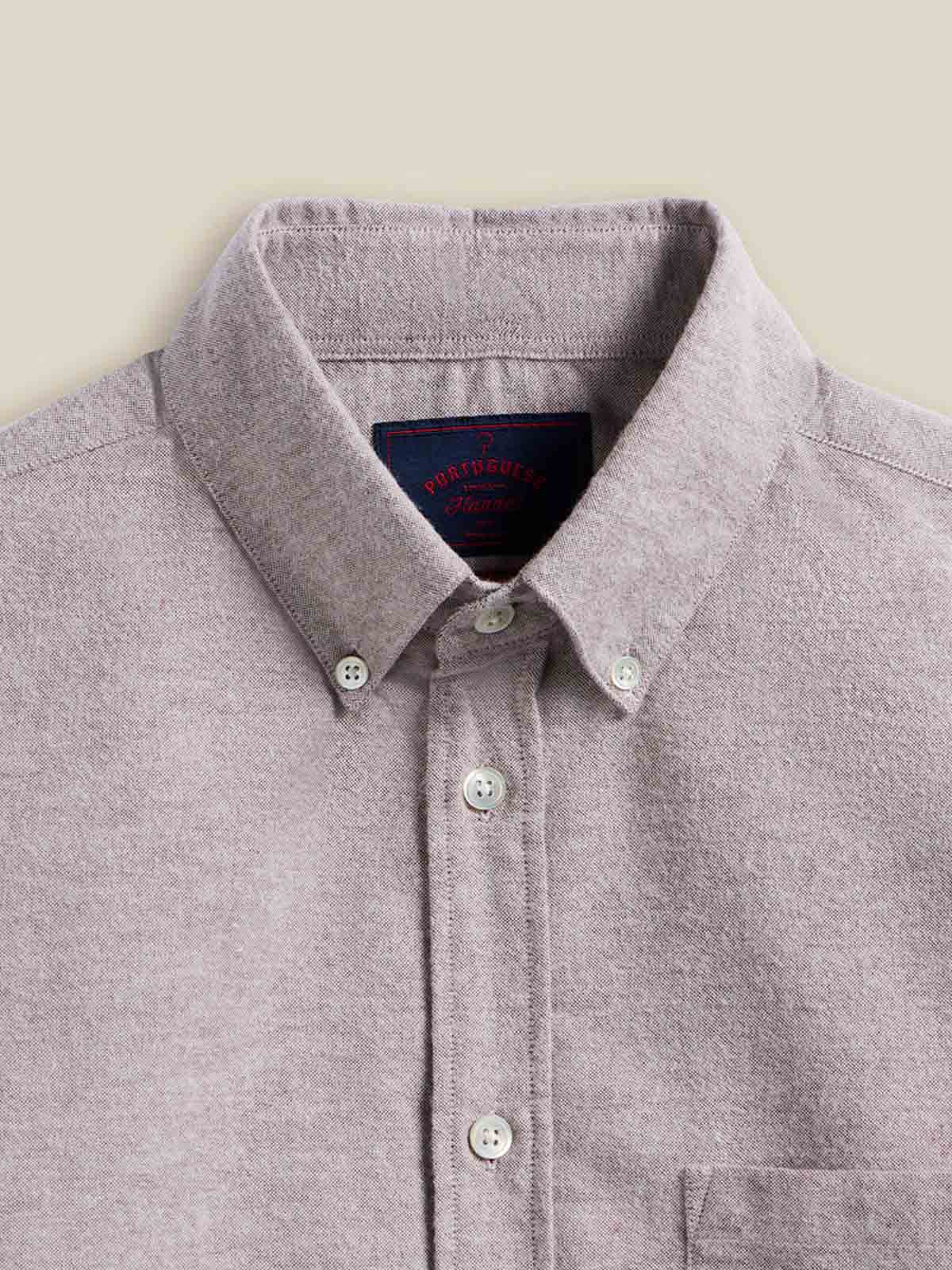 Portuguese Flannel Shirt Brushed Oxford Bordeaux