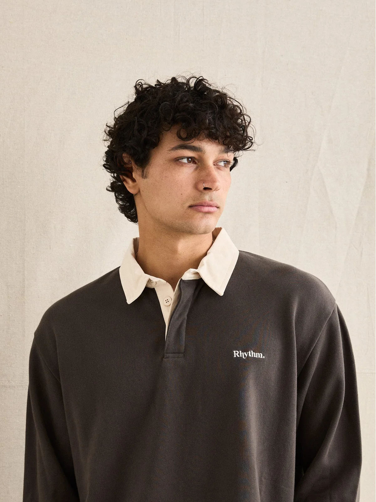 Rhythm Koa Vintage Rugby LS Polo Olive