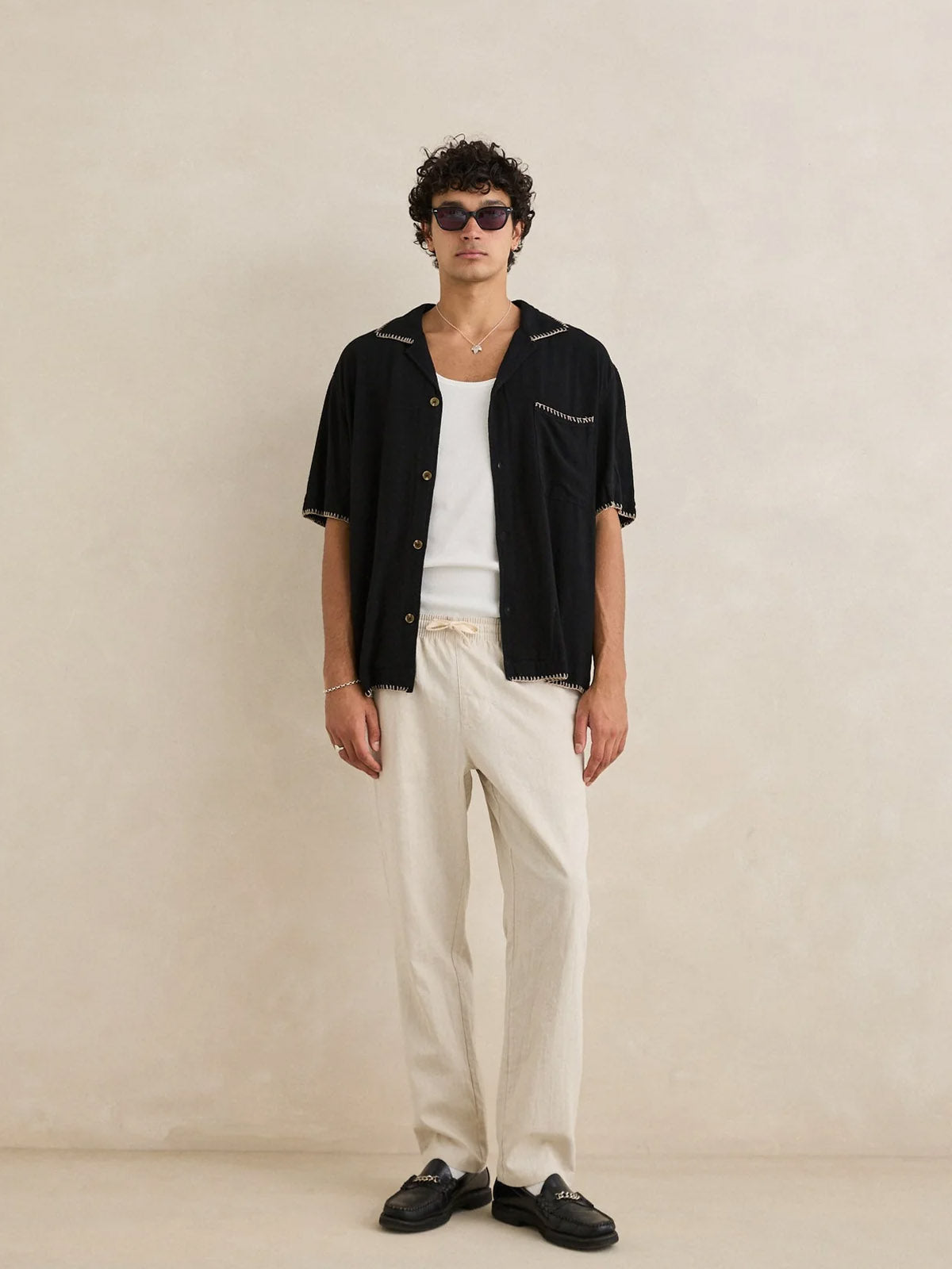 Rhythm Linen Jam Pant Bone