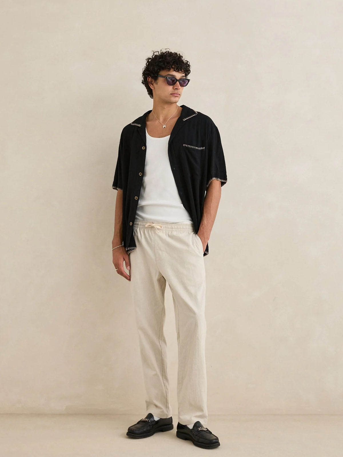 Rhythm Linen Jam Pant Bone