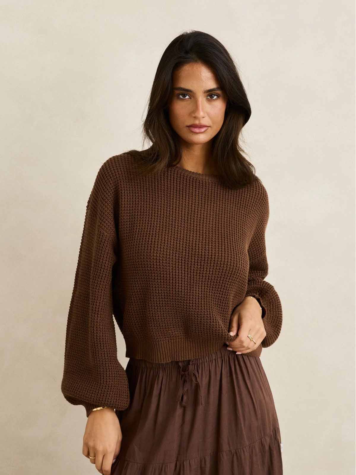 Rhythm Women's Classic Knit Jumper Chocolate