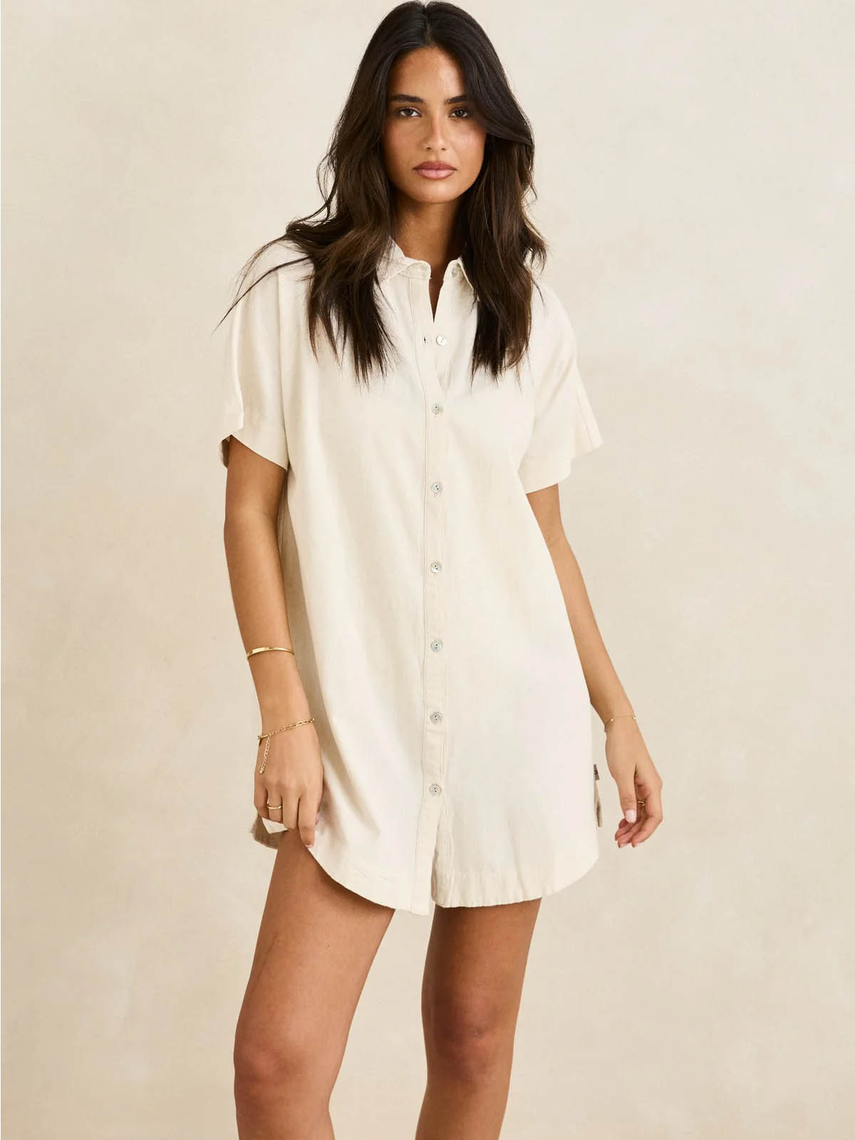 Rhythm Women's Classic Shirt Dress Oat