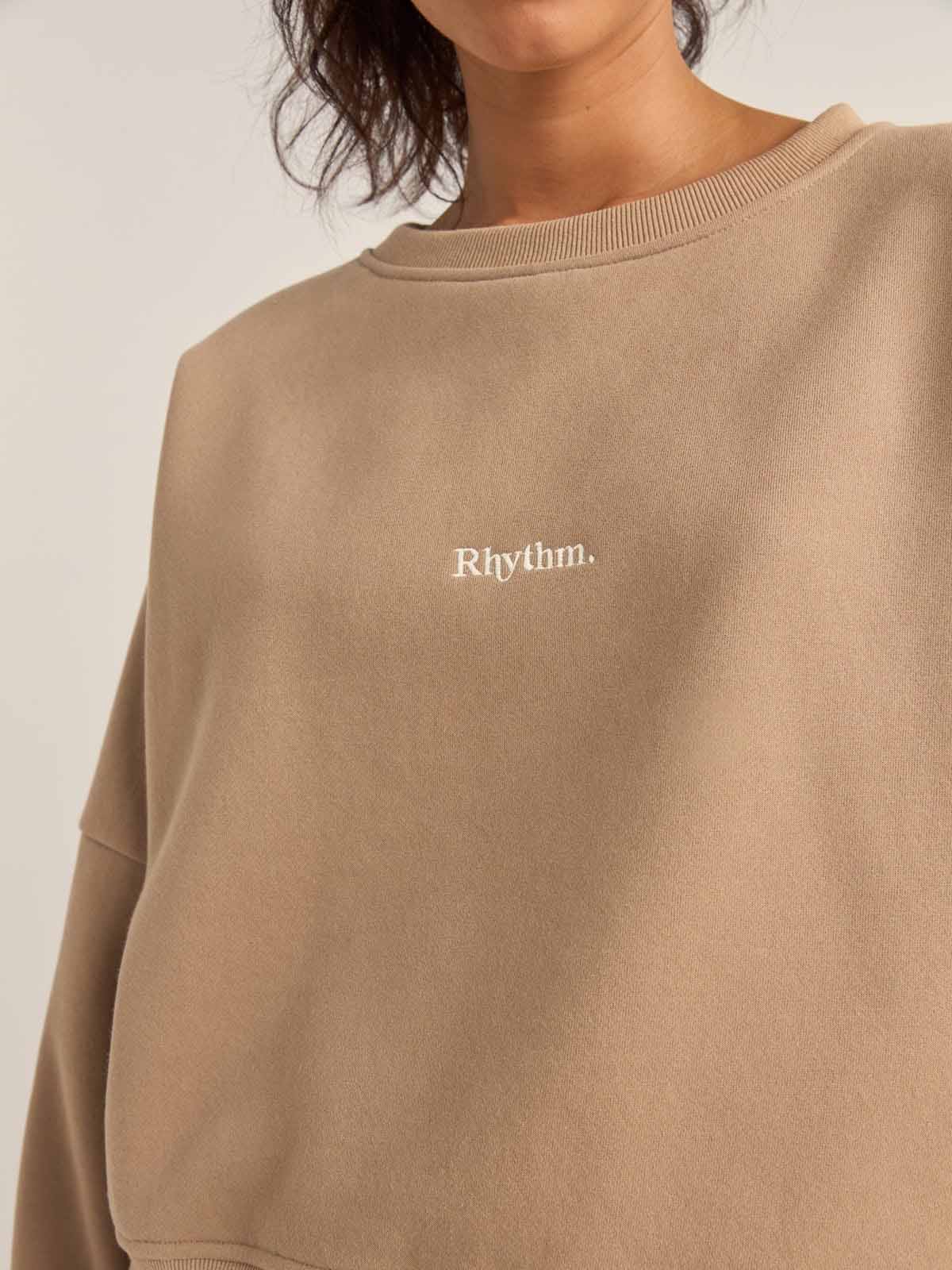 Rhythm Women's Logo Crew Neck Fleece Taupe
