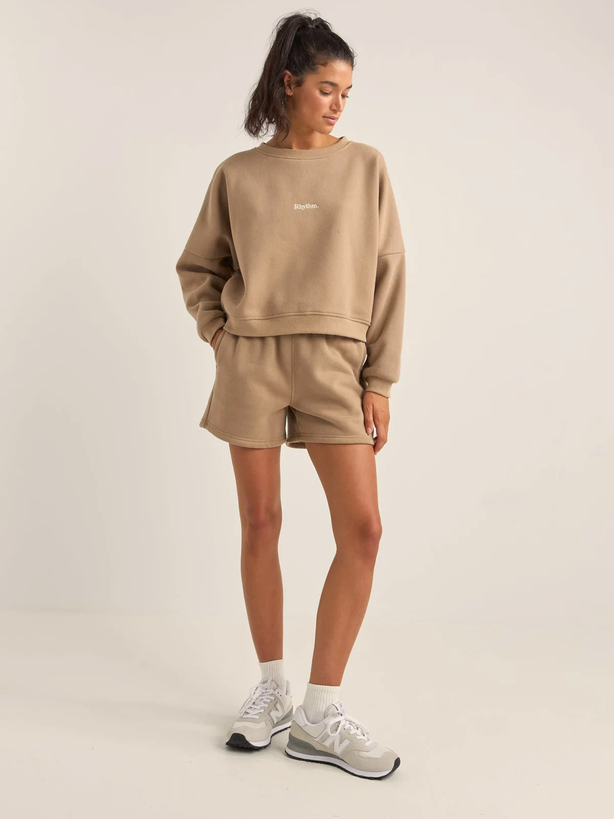 Rhythm Women's Logo Fleece Short Taupe