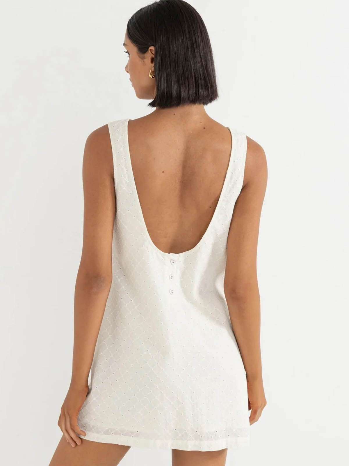 Rhythm Women's Porto Eyelet Mini Dress Natural