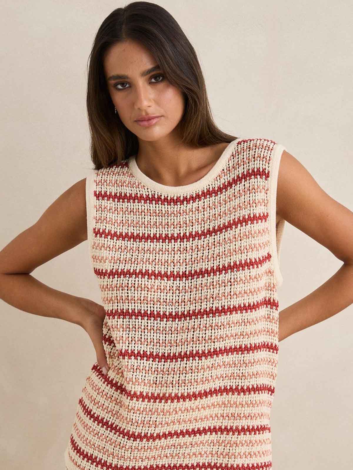 Rhythm Women's Tami Stripe Knit Longline Tank Watermelon