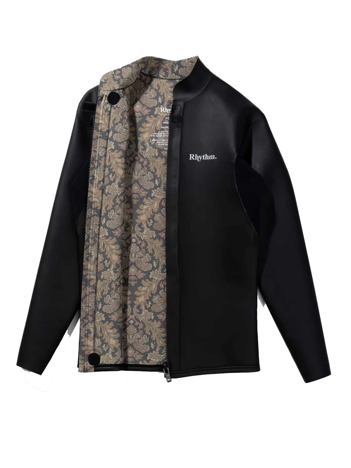 Rhythm Classic Retro Front Zip Wetsuit Jacket Black